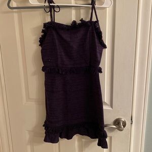 navy ruffle dress